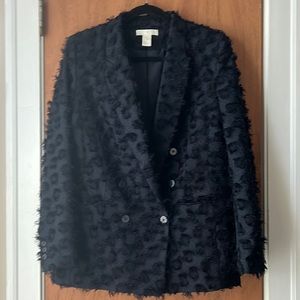 H&M Navy Double Breasted Fringe Blazer Size 10